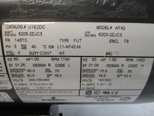 US MOTORS U1E2DC AF42 208-230/460V 3.10-3.00/1.50A NSNP