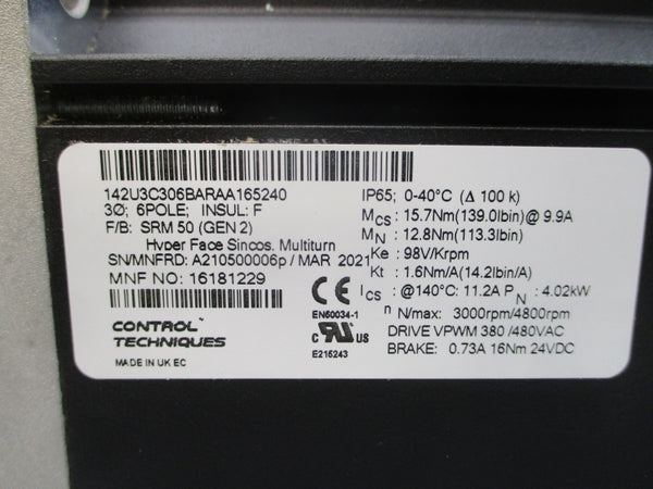 CONTROL TECHNIQUES 142U3C306BARAA165240 380/480VAC 0.73A NSMP