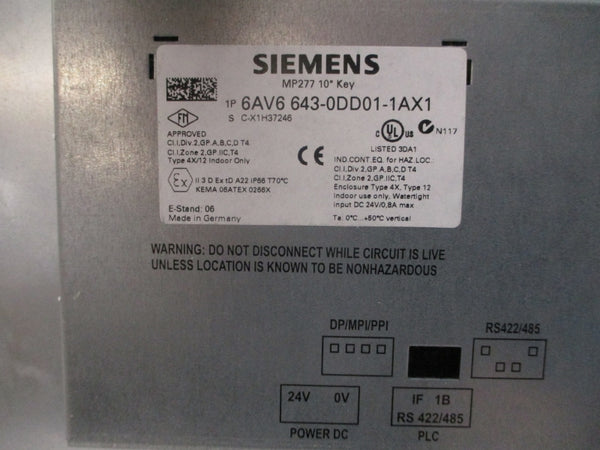 SIEMENS 6AV6643-0DD01-1AX1 24VDC 0.8A NSMP