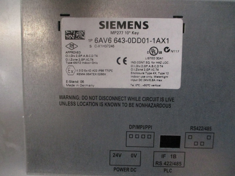 SIEMENS 6AV6643-0DD01-1AX1 24VDC 0.8A NSMP