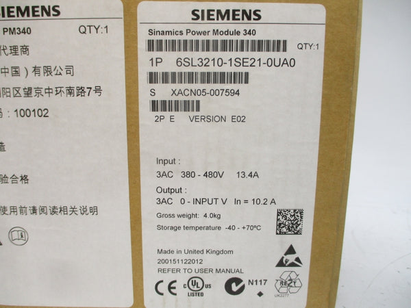 SIEMENS 6SL3210-1SE21-0UA0 380-480VAC 13.4A NSMP