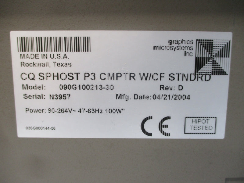 GRAPHICS MICROSYSTEMS 090G100213-30 90-264V REV. D NSNP