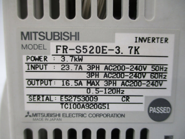 MITSUBISHI FR-S520E-3.7K 200-240VAC 23.7A UNMP
