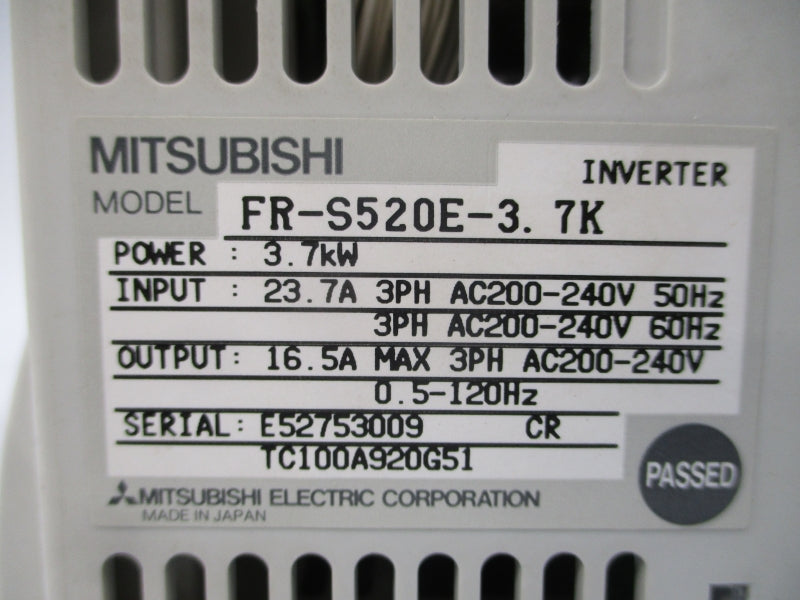 MITSUBISHI FR-S520E-3.7K 200-240VAC 23.7A UNMP