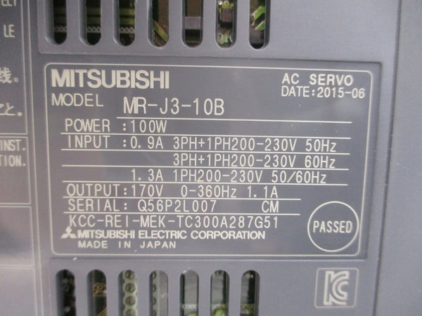MITSUBISHI MR-J3-10B 200-230VAC 0.9A NSMP