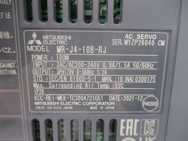 MITSUBISHI MR-J4-10B-RJ 200-240VAC 0.9/1.5A NSMP