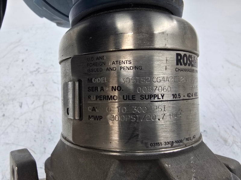 ROSEMOUNT 3051S2CG4A2F12A1AB3D1D2L4M5 10.5-42.4VDC 300PSI UNMP