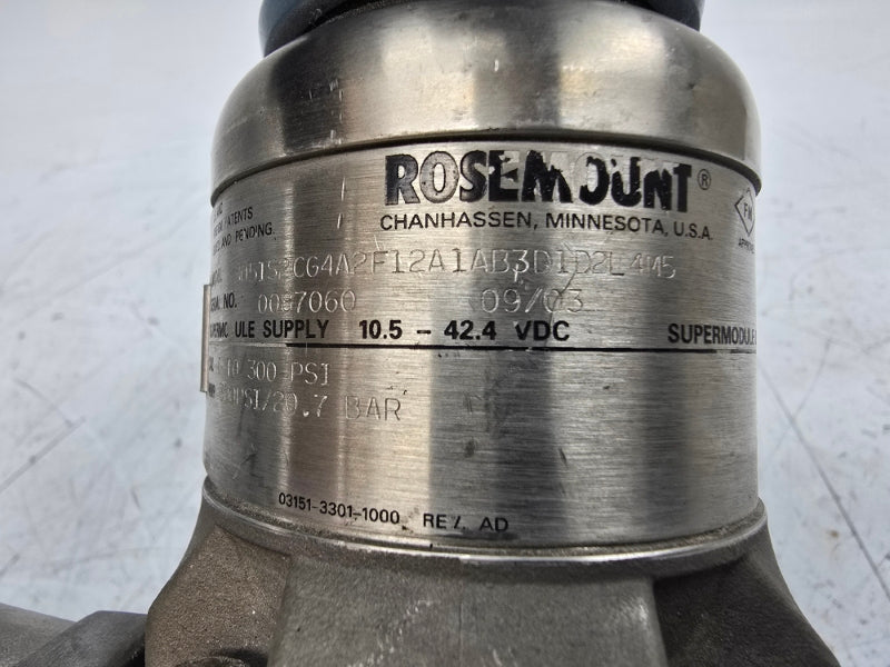 ROSEMOUNT 3051S2CG4A2F12A1AB3D1D2L4M5 10.5-42.4VDC 300PSI UNMP