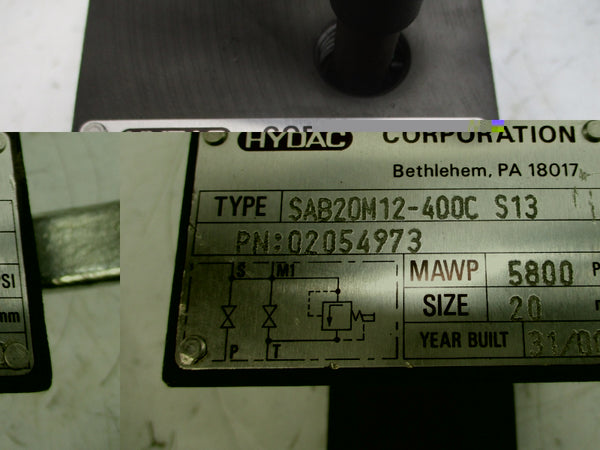 HYDAC SAB20M12-400CS13 02054973 5800PSI NSNP