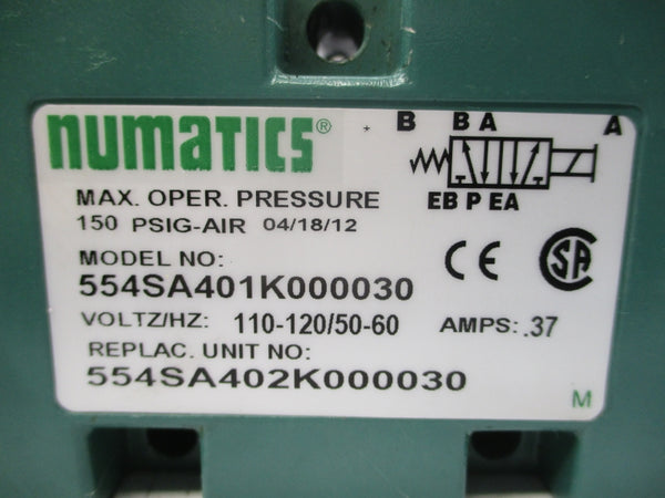 NUMATICS 554SA401K000030 110-120V .37A 150PSI NSNP