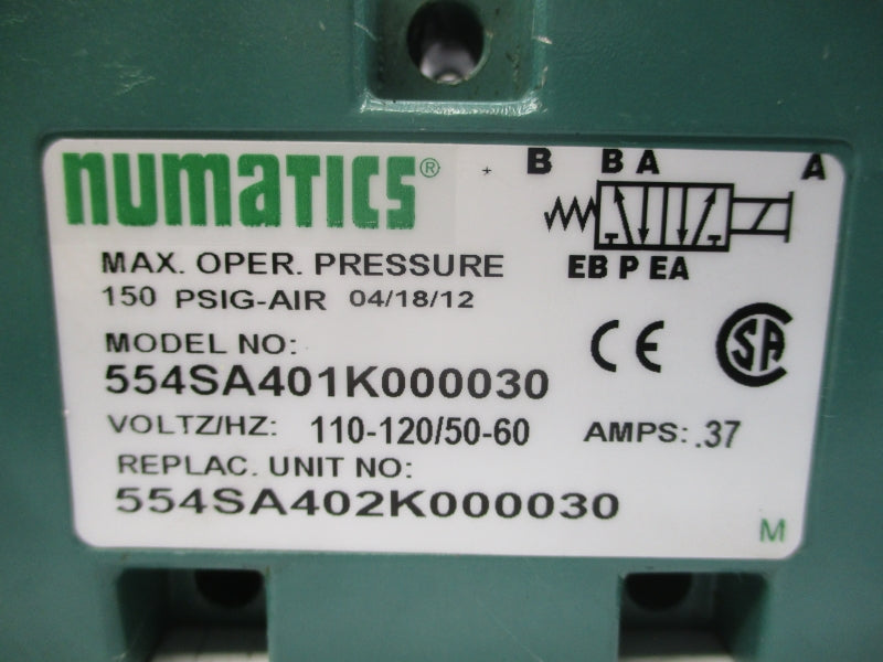 NUMATICS 554SA401K000030 110-120V .37A 150PSI NSNP