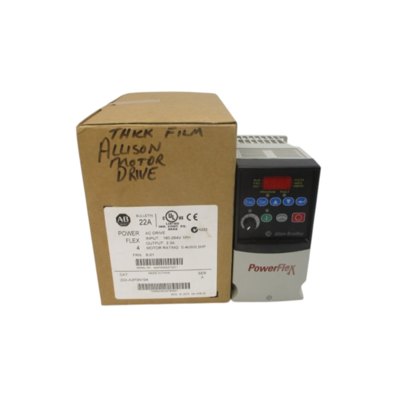 ALLEN BRADLEY 22A-A2P3N104 SER. A F/W 6.01 200-240VAC 6.0A NSMP