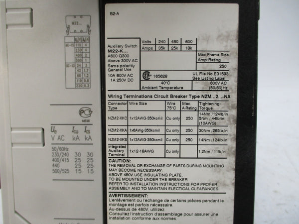 MOELLER NZMB2-A63-NA 600VAC 63A NSMP