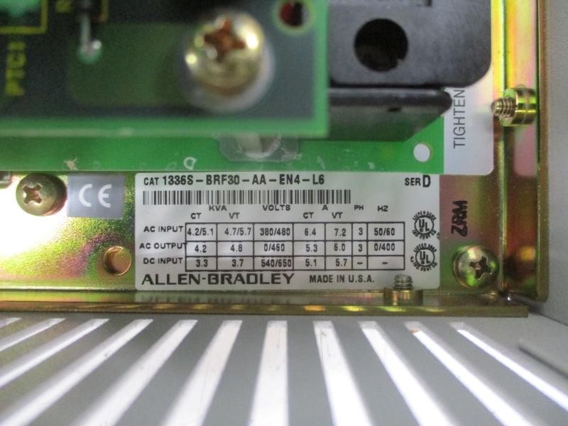 ALLEN BRADLEY 1336S-BRF30-AA-EN4-L6 SER. D 380/480VAC 6.4/7.2A NSMP