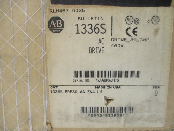 ALLEN BRADLEY 1336S-BRF30-AA-EN4-L6 SER. D 380/480VAC 6.4/7.2A NSMP
