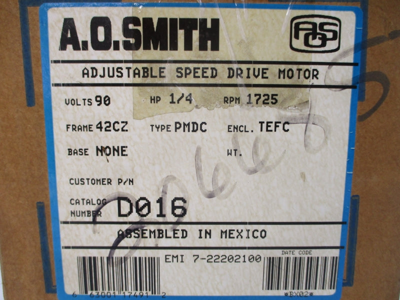 A.O. SMITH D016 22202100 90VDC 2.77A NSMP