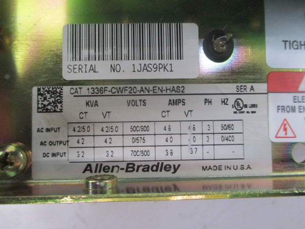 ALLEN BRADLEY 1336F-CWF20-AN-EN-HAS2 SER. A 500/600VAC 4.8A NSNP