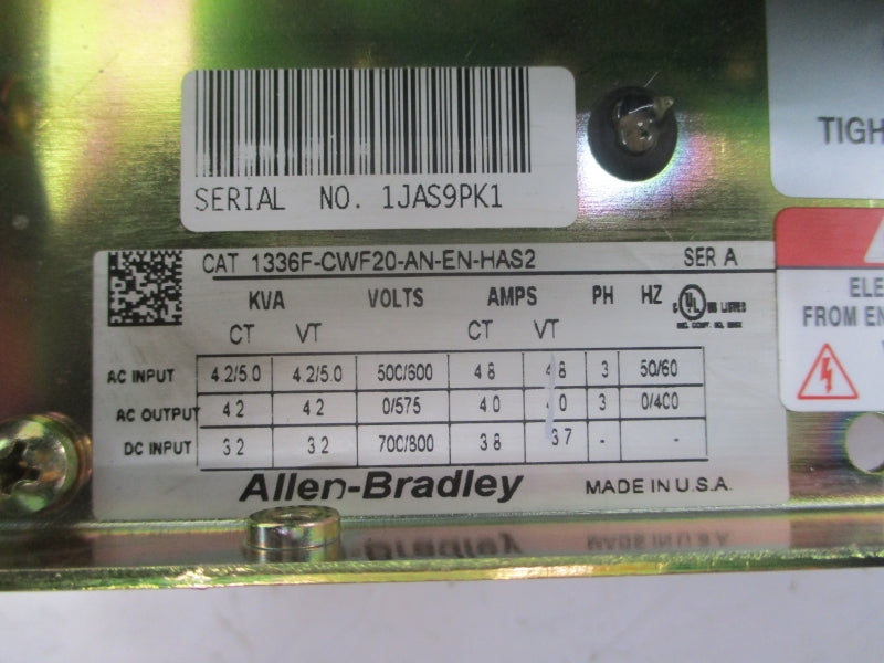ALLEN BRADLEY 1336F-CWF20-AN-EN-HAS2 SER. A 500/600VAC 4.8A NSNP