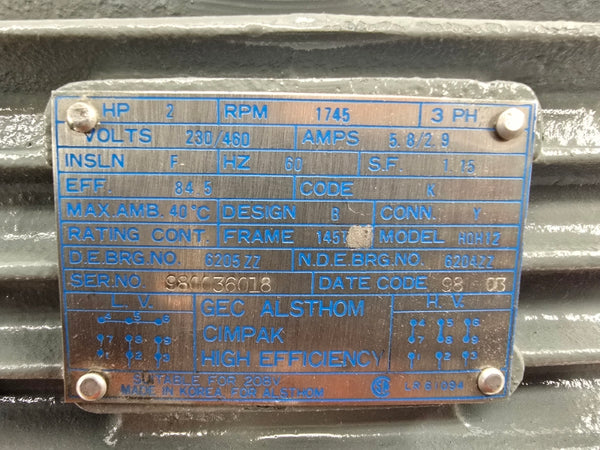 GEC ALSTHOM HQH12 230/460V 5.8/2.9A NSNP