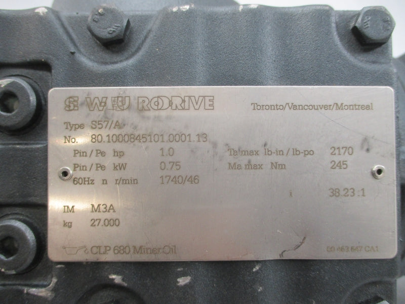 SEW-EURODRIVE S57DRE80M4 230/460V 2.90/1.44A NSNP