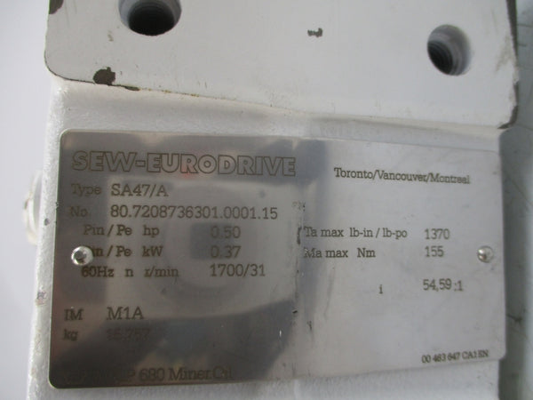 SEW-EURODRIVE SA47DRS71S4 230/460V 1.84/0.92A NSNP