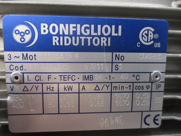 BONFIGLIOLI BN63B4 8D10020375 230/460V 1.36/0.68A NSNP