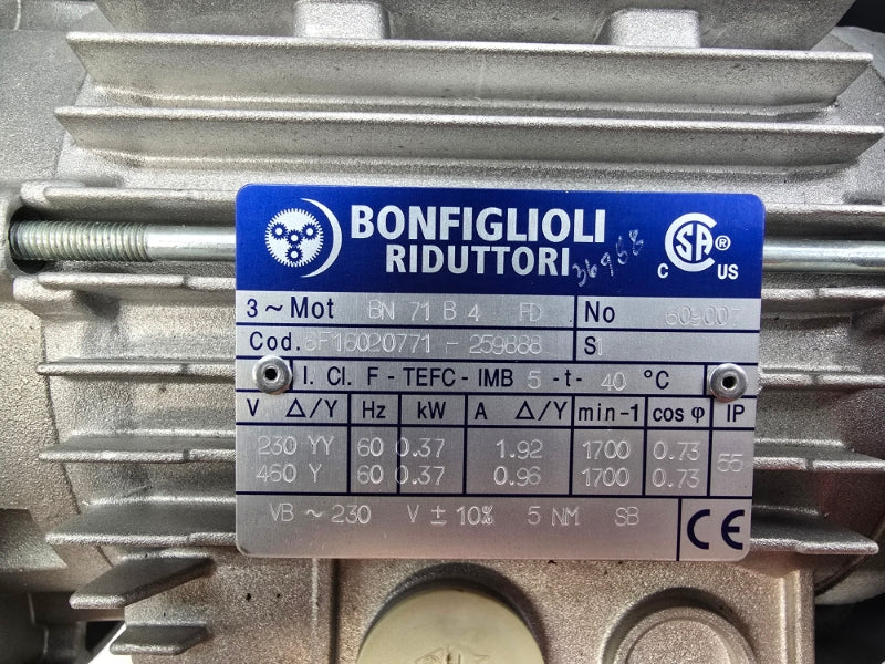 BONFIGLIOLI BN71B4FD 8F16020771-259888 230/460V 1.92/0.96A NSNP