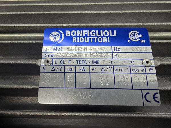 BONFIGLIOLI BN112M4 8D60020432-M997225 230/460V 16.4/8.2A NSNP
