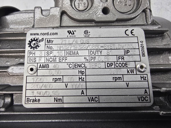 NORD 71L/4CUS SK1SM31VF-71L/4 230/460V 1.90/0.95A NSNP
