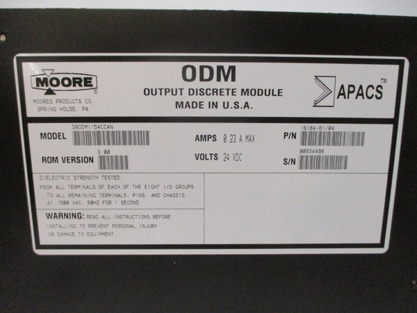 MOORE 39ODM115ACCAN 16184-61/04 24VDC 0.23A REV. 3.00 NSNP