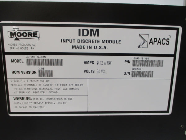 MOORE 39IDM115ACCAN 16107-101/03 24VDC 0.12A REV. 3.00 NSNP