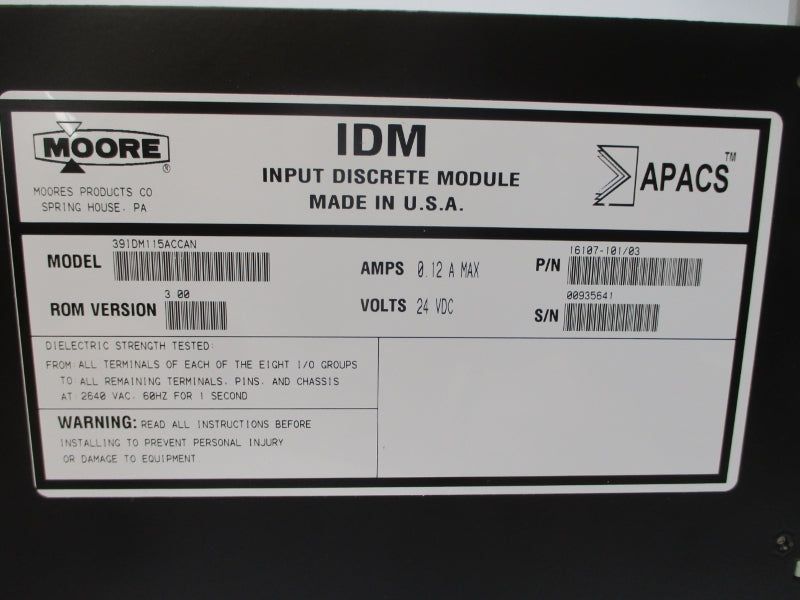 MOORE 39IDM115ACCAN 16107-101/03 24VDC 0.12A REV. 3.00 NSNP