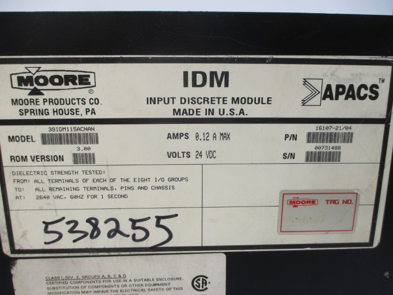 MOORE 39IDM115ACNAN 16107-21/04 24VDC 0.12A REV. 3.00 UNMP