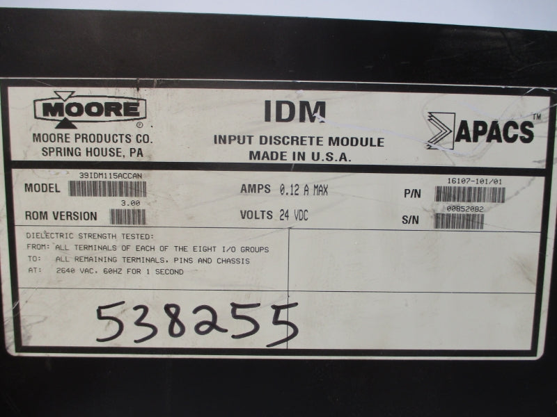 MOORE 39IDM115ACCAN 16107-101/01 24VDC 0.12A REV. 3.00 UNMP