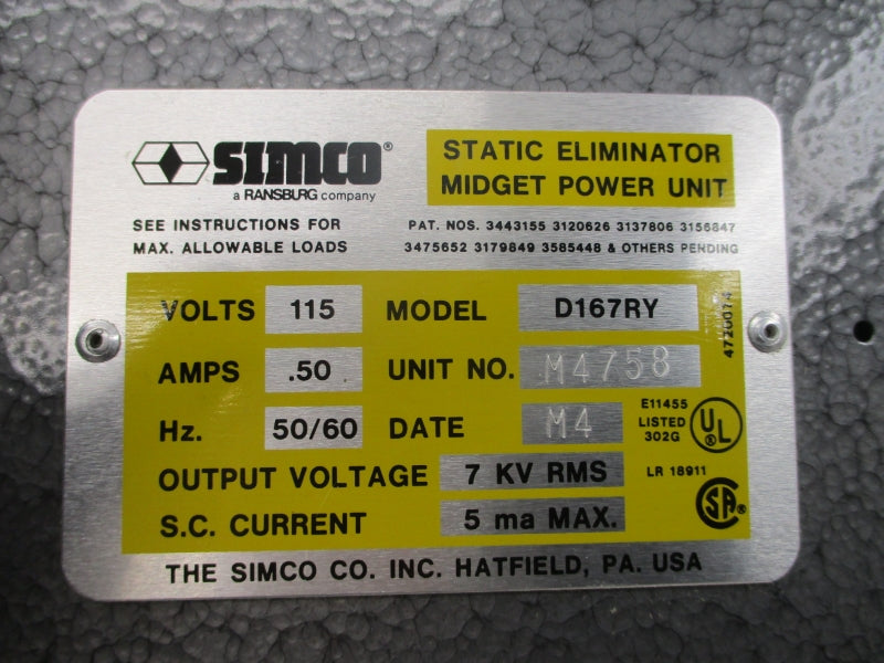 SIMCO D167RY 115V .50A NSNP