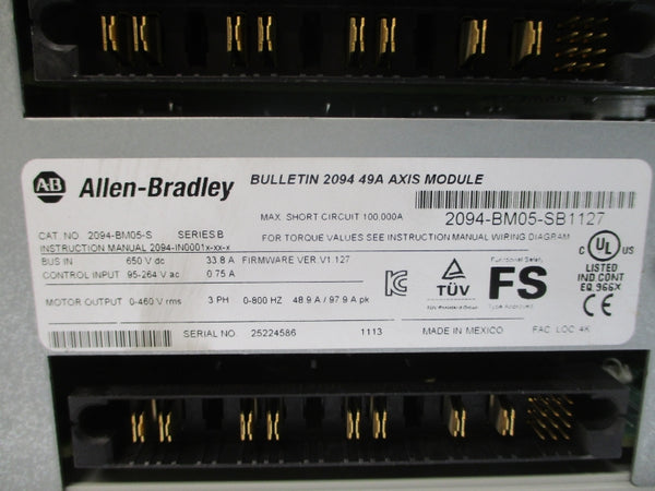 ALLEN BRADLEY 2094-BM05-S SER. B F/W V1.127 95-264VAC 33.8A NSNP