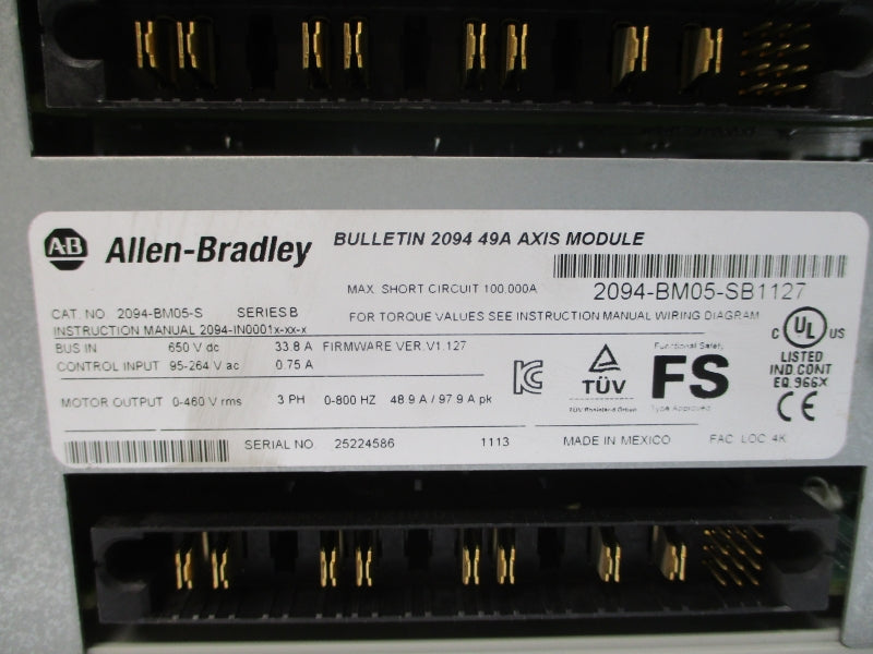 ALLEN BRADLEY 2094-BM05-S SER. B F/W V1.127 95-264VAC 33.8A NSNP