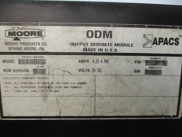 MOORE 39ODM115ACCAN 16184-61/02 24VDC 0.23A REV. 3.00A UNMP