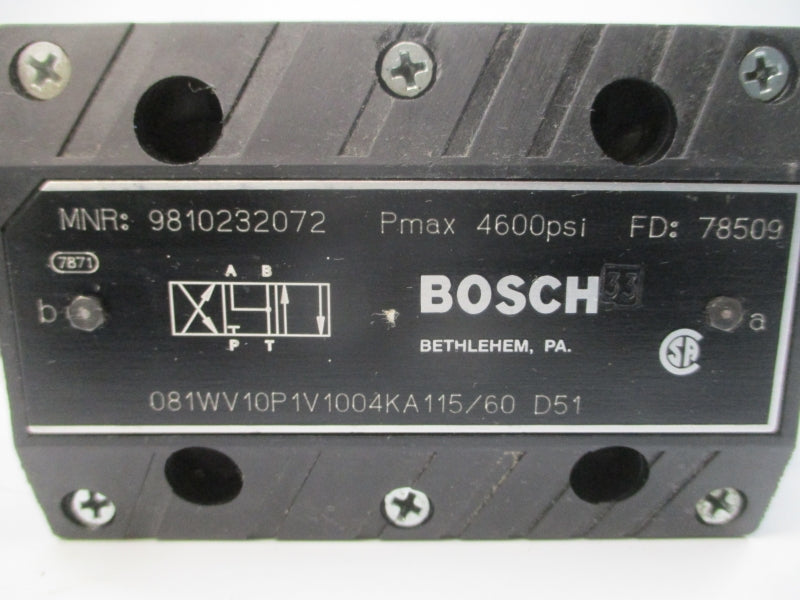 BOSCH 9810232072 081WV10P1V1004KA115/60D51 115V 4600PSI NSNP