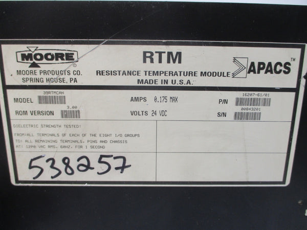 MOORE 39RTMCAN 16207-61/01 24VDC 0.175A REV. 3.00 UNMP