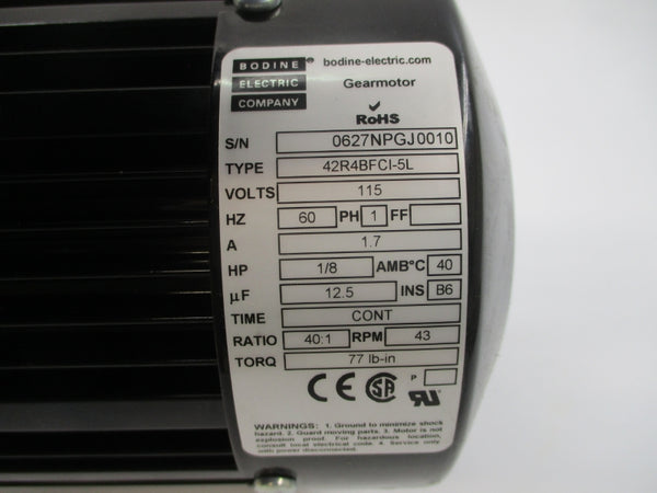 BODINE ELECTRIC 42R4BFCI-5L 0627NP 115V 1.7A NSMP