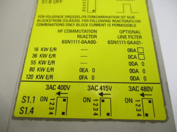 SIEMENS 6SN1145-1BA01-0BA2 480VAC NSNP