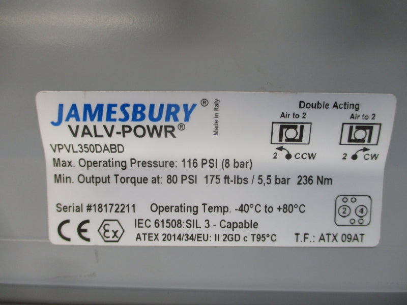 JAMESBURY VPVL350DABD 116PSI NSNP