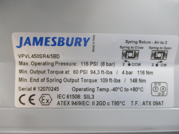 JAMESBURY VPVL450SR4/5BD 116PSI NSNP