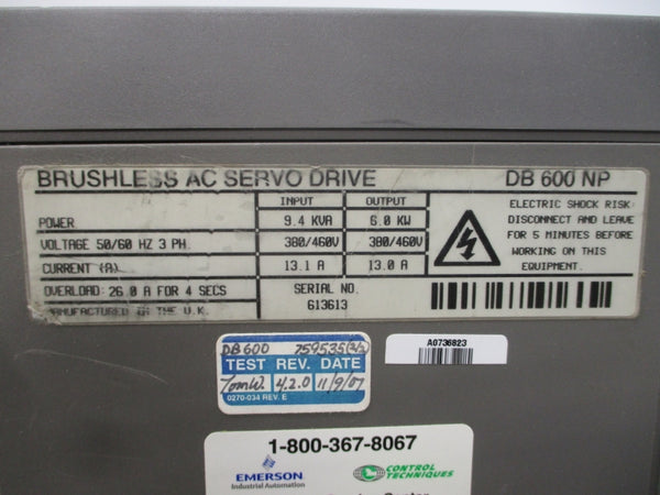 CONTROL TECHNIQUES DB600NP 380/460VAC 13.1A (AS PICTURED) UNMP