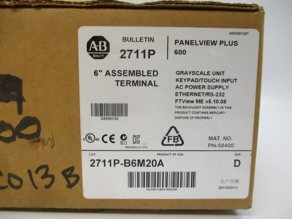 ALLEN BRADLEY 2711P-B6M20A SER. D NSFS