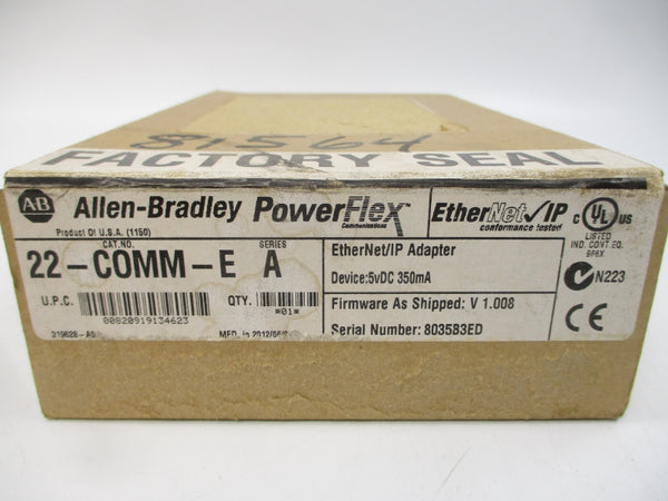 ALLEN BRADLEY 22-COMM-E SER. A F/W V1.008 5VDC DATE: 2012 NSFS