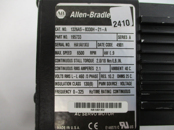 ALLEN BRADLEY 1326AS-B330H-21-A SER. A 460VAC 2.1A NSNP