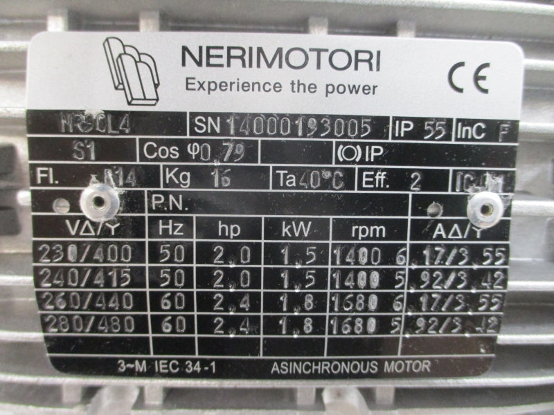 NERIMOTORI MR90L4 VF63P115P90B14B3 280/480V 5.92/3.42A NSNP