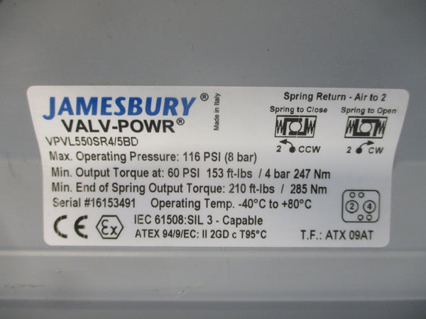 JAMESBURY VPVL550SR4/5BD 116PSI NSNP